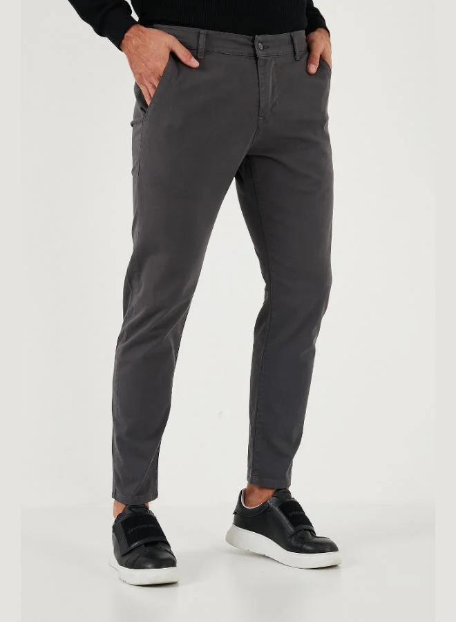 Buratti  Buratti Stretch Cotton Slim Fit Regular Waist Straight Leg Trousers Men's PANTS 674003 for Men | Best Price UAE