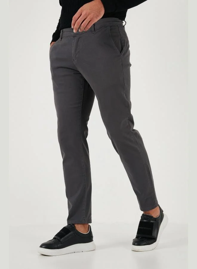 Buratti  Buratti Stretch Cotton Slim Fit Regular Waist Straight Leg Trousers Men's PANTS 674003 for Men | Best Price UAE