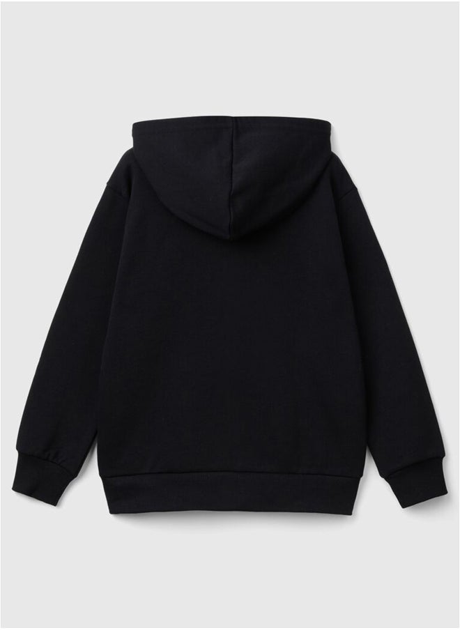 Benetton - Zip-up Printed Sweatshirt - Image 1
