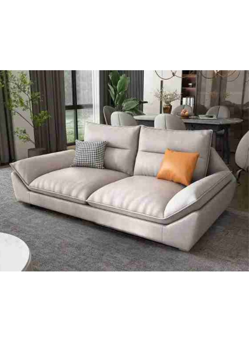 KARNAK Gazini Overstuffed Multifunction Wooden Frame Furniture Sofa Living Room Set Pu Leather 2-seater Sofa 190cm - Beige  - Image 1