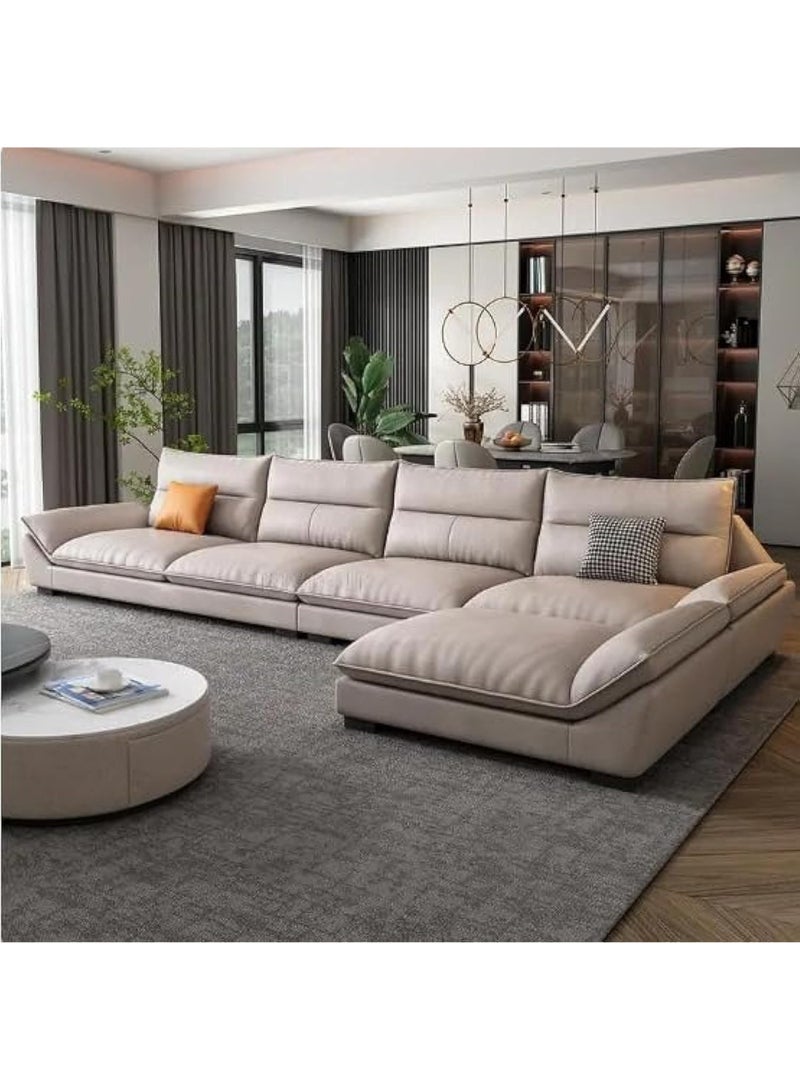 KARNAK Gazini Overstuffed Multifunction Wooden Frame Furniture Sofa Living Room Set Pu Leather 2-seater Sofa 190cm - Beige  - Image 3