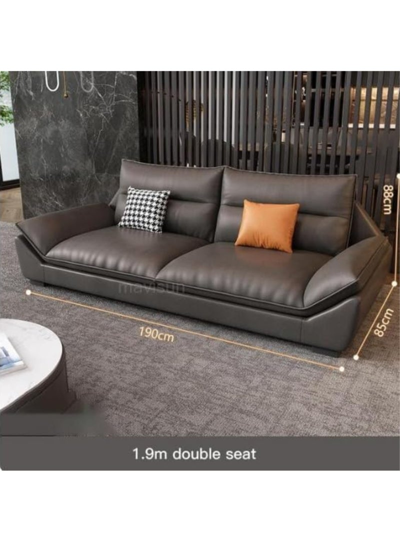 KARNAK Gazini Overstuffed Multifunction Wooden Frame Furniture Sofa Living Room Set Pu Leather 2-seater Sofa 190cm - Beige  - Image 2
