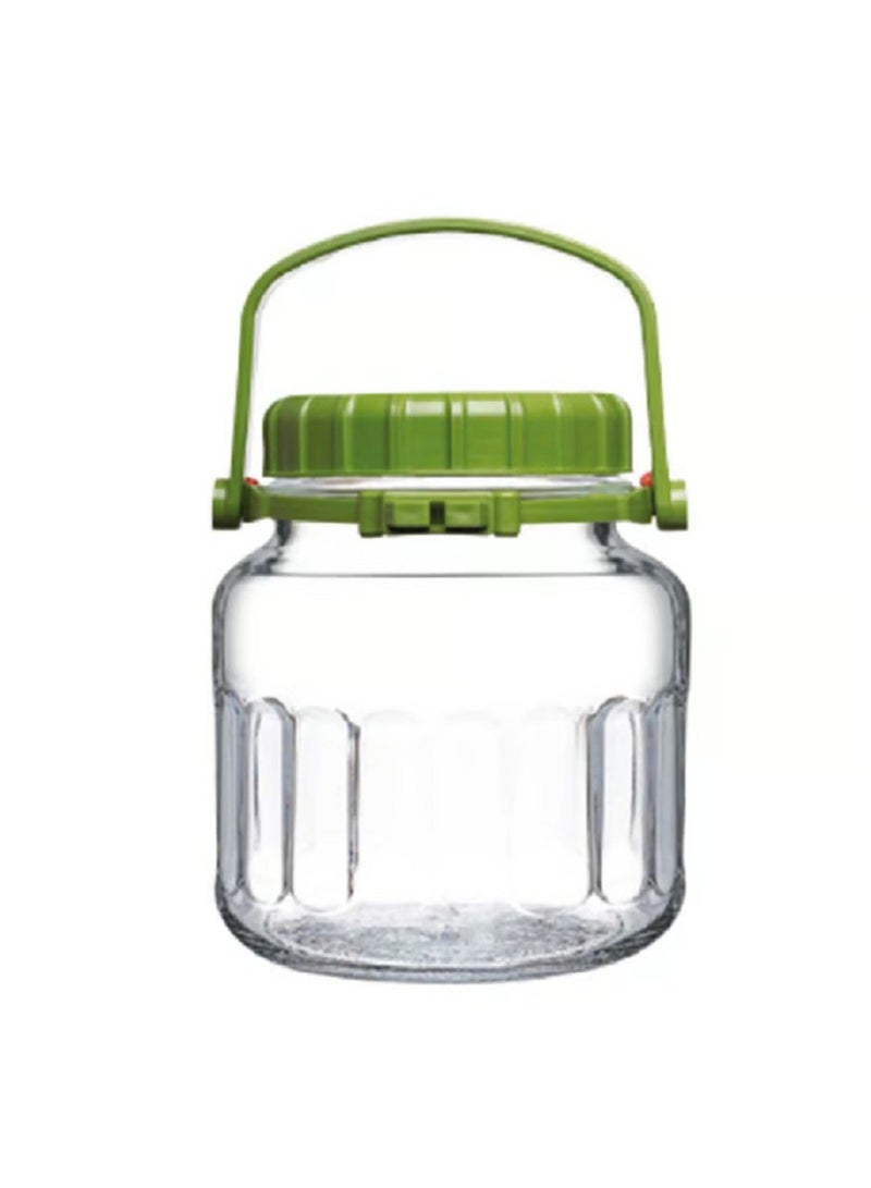 Pasabahce Harvest Glass Jar, 2 Lt, Green Lid, 183 Mm Height Green - Image 1