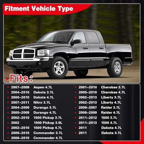 YBDDZH Water Pump Thermostat Kit Compatible with Aspen & Dodge Dakota Durango Nitro RAM 1500 Pickup & Commander Grand Cherokee Liberty & Raider RAM 1500 Dakota 3.7L 4.7L Engine OE AW7163 1204350 68045797AA - Image 2