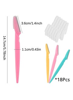 Oasisgalore 18Pcs Eyebrow Razors, Dermaplaning & Grooming Tools, Trimming & Shaving for Women, 3 Colors.  - Image 2