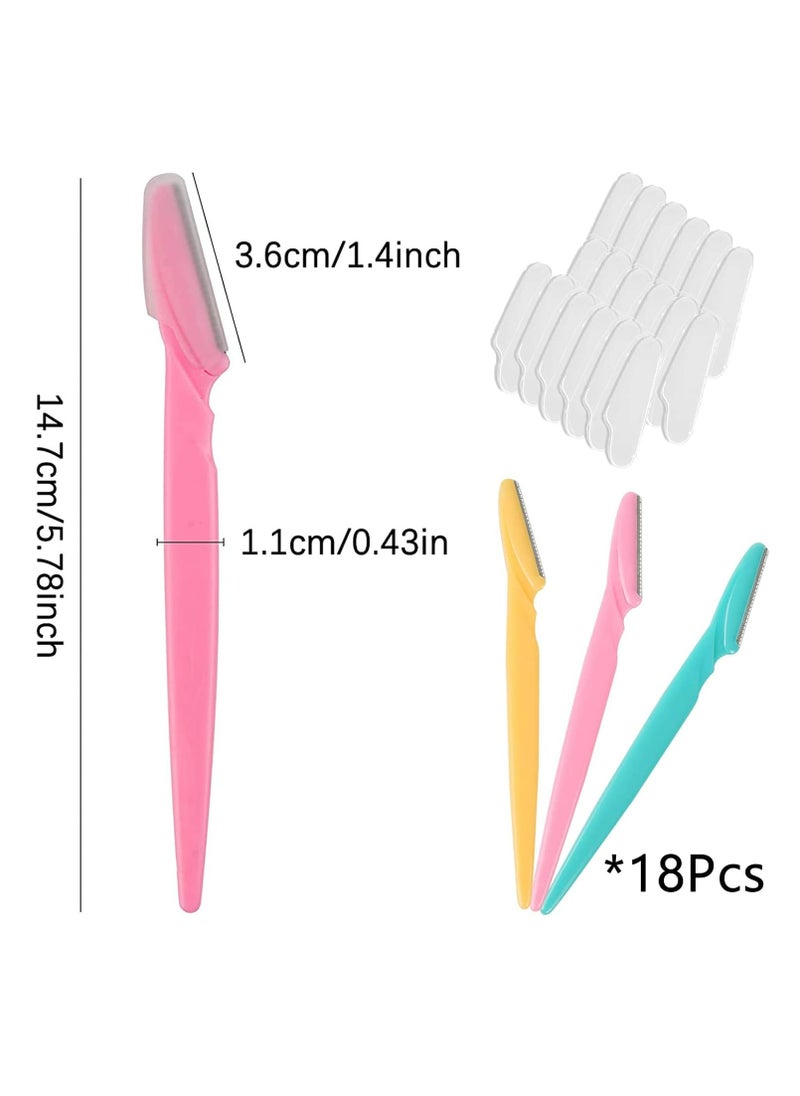 Oasisgalore 18Pcs Eyebrow Razors, Dermaplaning & Grooming Tools, Trimming & Shaving for Women, 3 Colors.  - Image 2