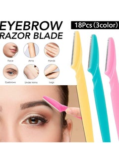 Oasisgalore 18Pcs Eyebrow Razors, Dermaplaning & Grooming Tools, Trimming & Shaving for Women, 3 Colors.  - Image 3