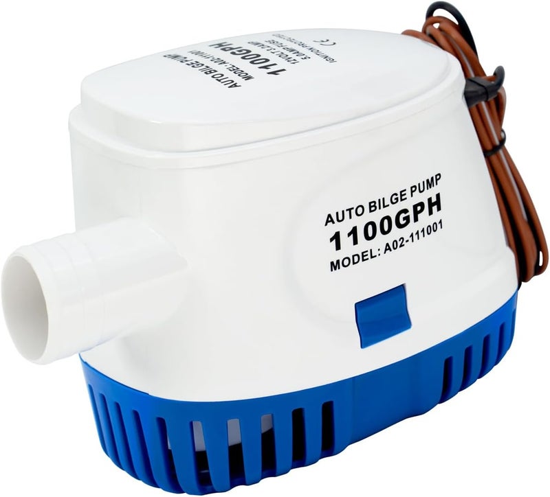 Sanuke 1100GPH Automatic Bilge Pumps, 12V Marine Bilge Water Pump with Float Switch, 1-1/8" Outlet, Electric Motor Submersible Bilge Pump for Boats, Ponds, Pools, Caravan RV - Image 1