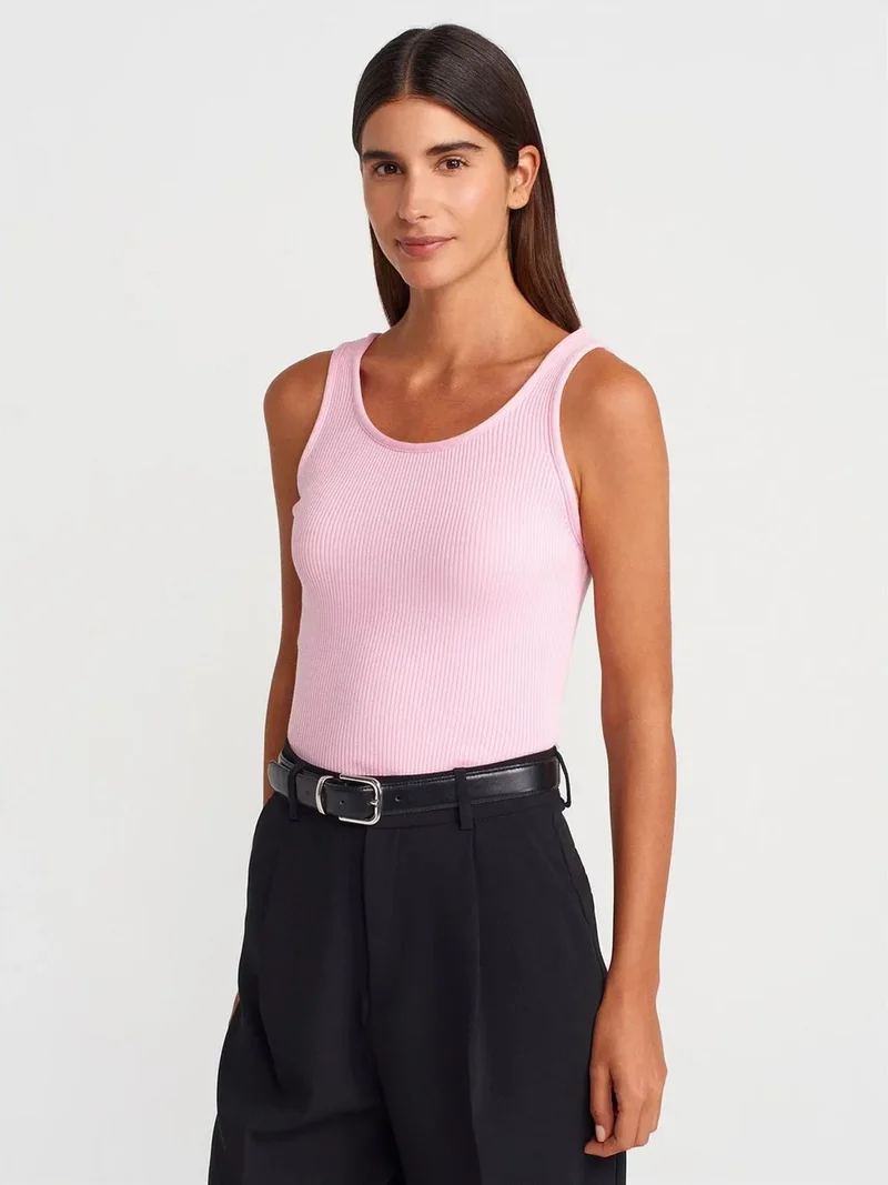 ديلفين Dilvin Ribbed Sleeveless Knit Cami Blouse