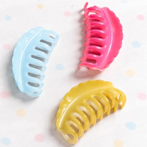 Accessher Multicolour Acrylic Claw Clips | Jumbo size Hair Clutchers with Tight Grip for casual wear for Thick Hair | Pack of 3 for Women and Girls - Image 4
