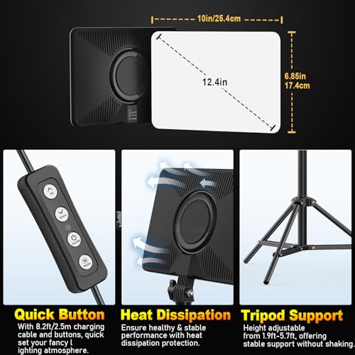 Anautin 30W Upgraded Photography Lighting Kit, Anautin 2-Pack LED Video Lighting for Video Recording, 3700Lux Studio Lights with Tripod Stand for Photography, Streaming, Gaming, Podcast, Filming, Vlogging - Image 5