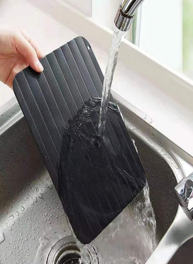 Loyanger Defrosting Tray for Frozen Meat, Food Rapid Thaw Defrosting Tray Quick Defroster Plate, Small Size Thawing Plate Kitchen Mat, Kitchen Gadgets for Home Thawing Plate(COLOR:black) - Image 3