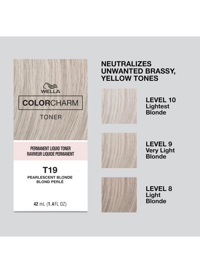 COLORCHARM تونر سائل دائم بلون تشارم، محايد للون النحاسي، خالي من البارابين، نباتي، ت19 أشقر لؤلؤي، 1.4 أونصة سائلة - Image 4