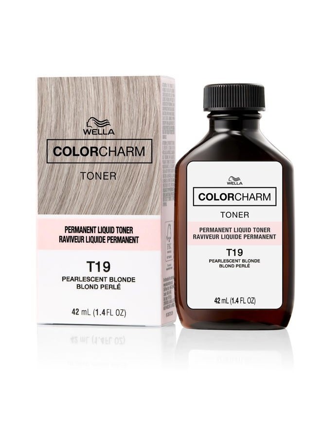 COLORCHARM تونر سائل دائم بلون تشارم، محايد للون النحاسي، خالي من البارابين، نباتي، ت19 أشقر لؤلؤي، 1.4 أونصة سائلة - Image 1