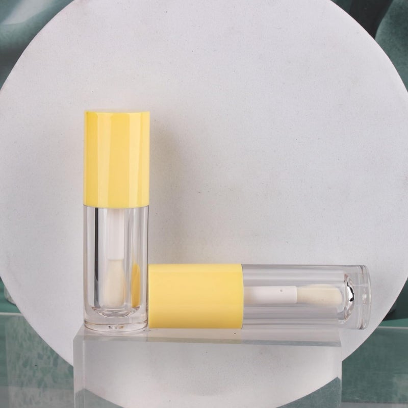 COSIDEA 14pcs Empty 6ml big doe foot wand Chunky lip gloss tubes for DIY lipgloss,Pink round lipgloss containers tubes with thick wand (Yellow) - Image 5