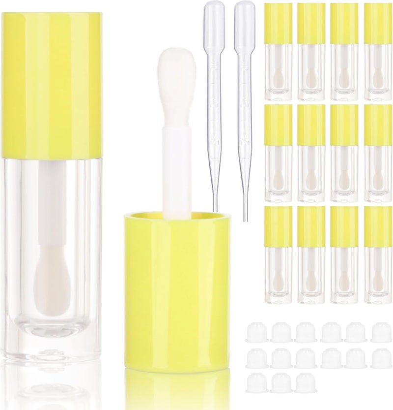 COSIDEA 14pcs Empty 6ml big doe foot wand Chunky lip gloss tubes for DIY lipgloss,Pink round lipgloss containers tubes with thick wand (Yellow) - Image 1