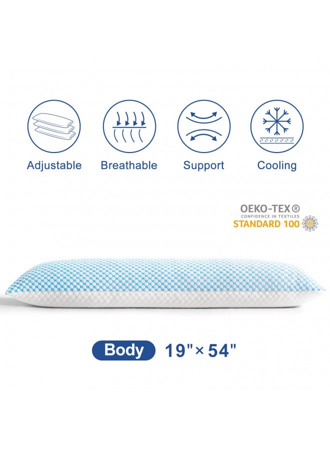 EASELAND Firm Body Pillow Shredded Memory Foam(Adjustable Loft), Cooling Breathable for Sleeping Full Body Size 1 Pack - Image 3