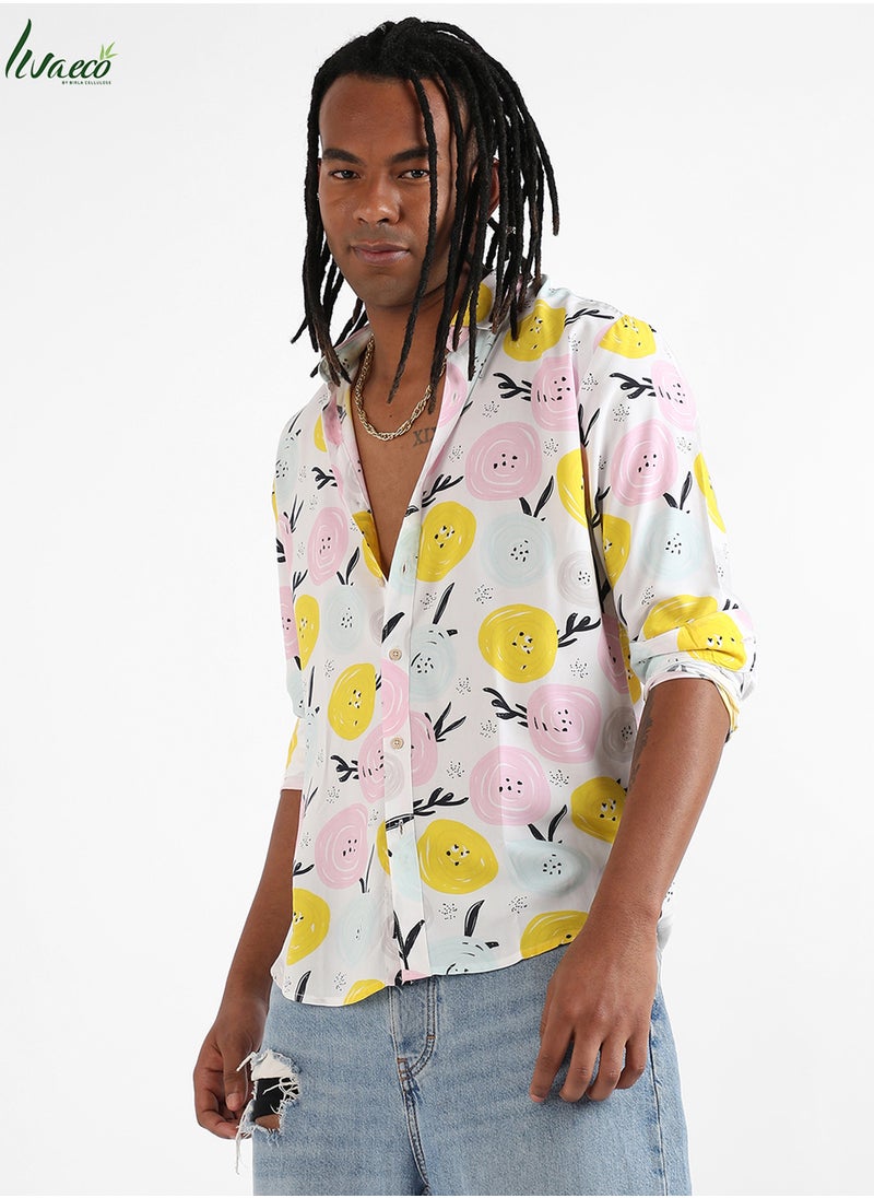 كامبوس سوترا Men's EcoLiva Multicolour Artistic Botanical Shirt  - Image 3