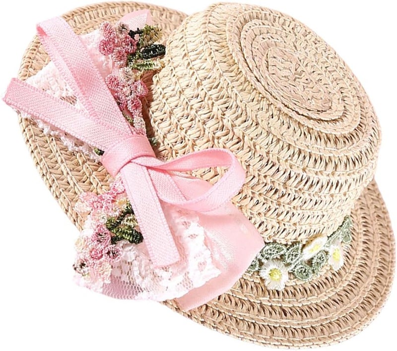 Pink Pet Sun Hat with Ribbon Bow and Strap Outdoor Outfit - Image 4
