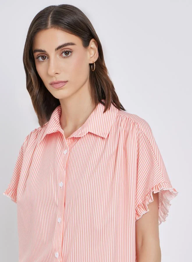 Take Two Take Two Women Striped Ruffled Oversized Shirt