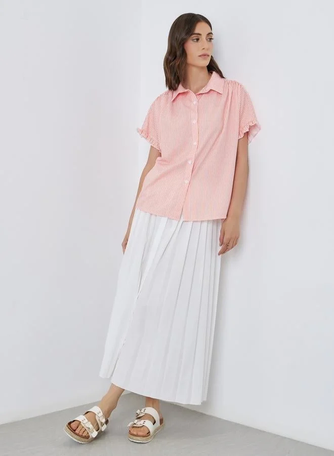 Take Two Take Two Women Striped Ruffled Oversized Shirt
