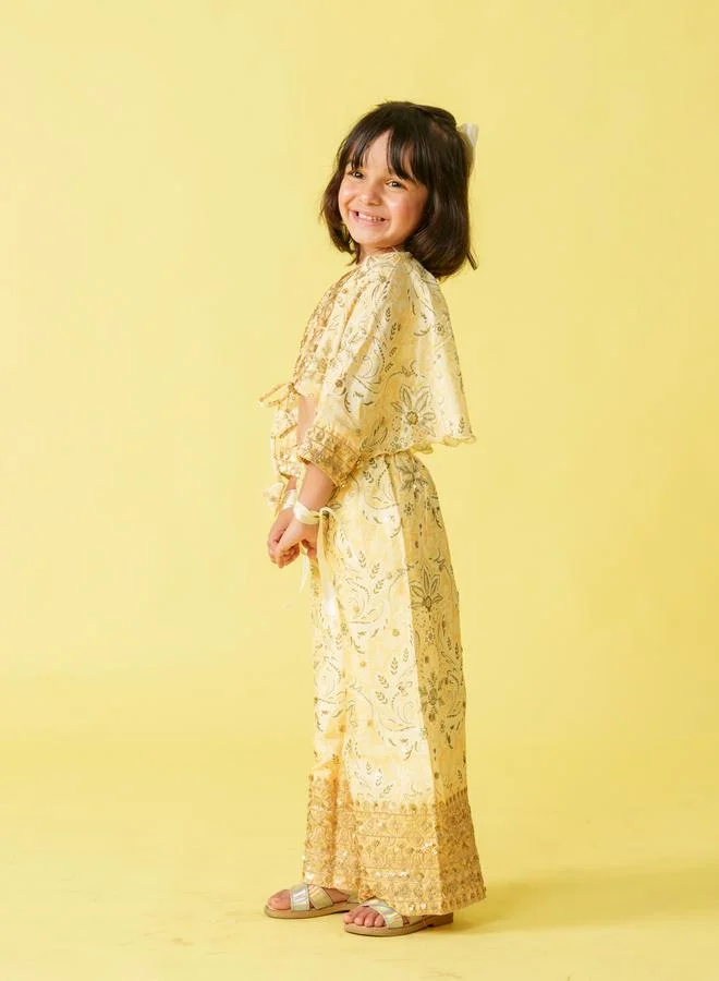 مايثيلي Maithili Embellished Printed Crop Top and Pants Set