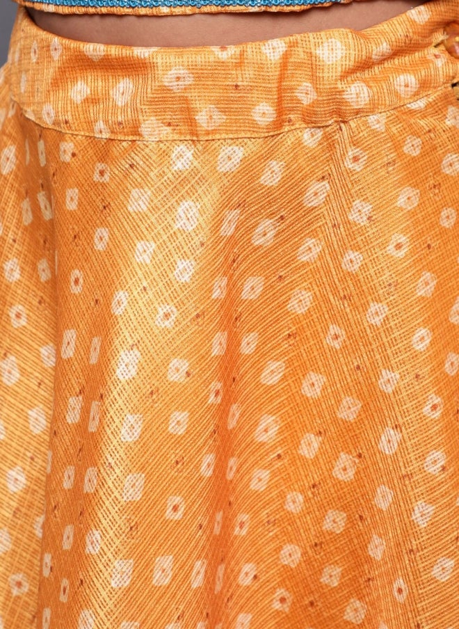 أيه كيه إس طقم ليجنغ تشولي مطبوع باللون الأصفر مع دوباتا للفتيات - Image 3