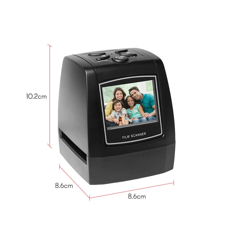ماسح ضوئي محمول للصور: شاشة LCD بحجم 2.4 بوصة باللون الأسود - ذاكرة مدمجة 512 ميجابايت، فتحة بطاقة SD بسعة 32 جيجابايت، تحويل أفلام الشرائح الملونة/أحادية اللون 35 مم/135 مم إلى JPEG رقمي في ثوانٍ لهواة التصوير المنزلي - Image 5