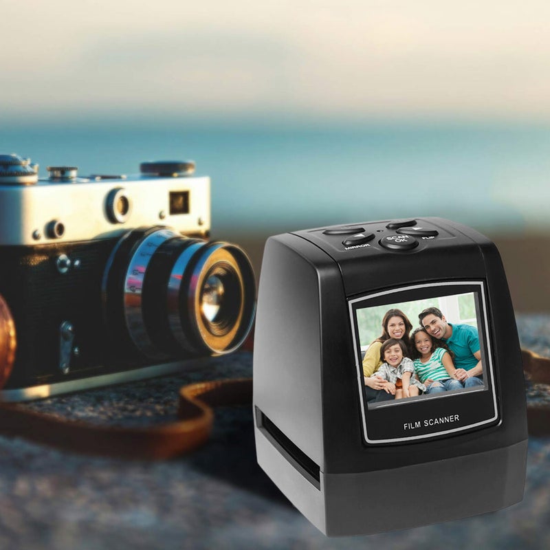 ماسح ضوئي محمول للصور: شاشة LCD بحجم 2.4 بوصة باللون الأسود - ذاكرة مدمجة 512 ميجابايت، فتحة بطاقة SD بسعة 32 جيجابايت، تحويل أفلام الشرائح الملونة/أحادية اللون 35 مم/135 مم إلى JPEG رقمي في ثوانٍ لهواة التصوير المنزلي - Image 4
