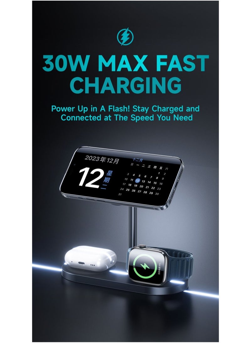 Benks Benks W15 Infinity Omni 3-in-1 Wireless Charger Stand, Magnetic Connection, 15W Fast Charging for Phone, 5W for AirPods & 5W for Apple Watch Simultaneously, Adjustable Angle, Black  - Image 5