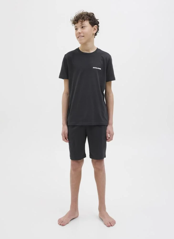 جاك وجونز جونيور Kids Jaceverest Logo Crew Neck T-Shirt And Shorts Sets