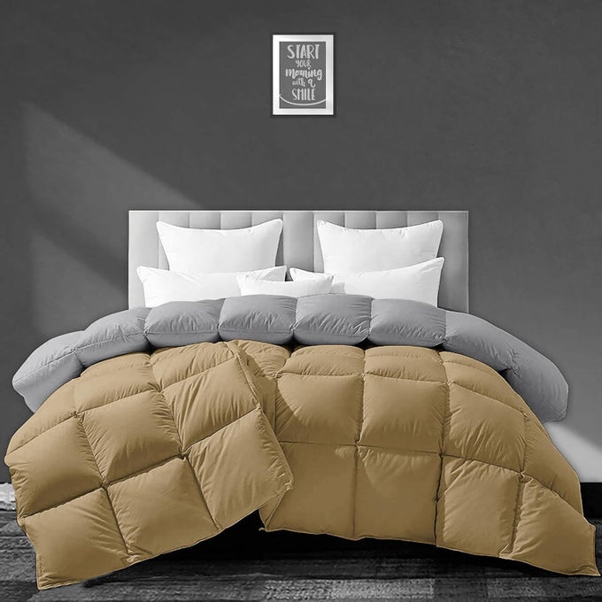 500 GSM WINTER COMFORTER DOUBLE BED SIZE 90X100 PREMIUM COLLECTION HEAVY WINTER COMFORTER 500 GSM MICROFIBER FILL DUVETBLANKET DOUBLE BED BEIGESILVER GREY COLOR