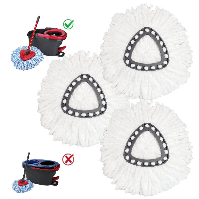 JIUMEE Easywring 1-Tank System,Mop Replacement Heads for O-Ceda Mop Replace Head, Spin Mop Heads Replacements, Microfiber Spin Mop Refills, Easy Cleaning Mop Head Replacement (White-3pcs) - Image 1