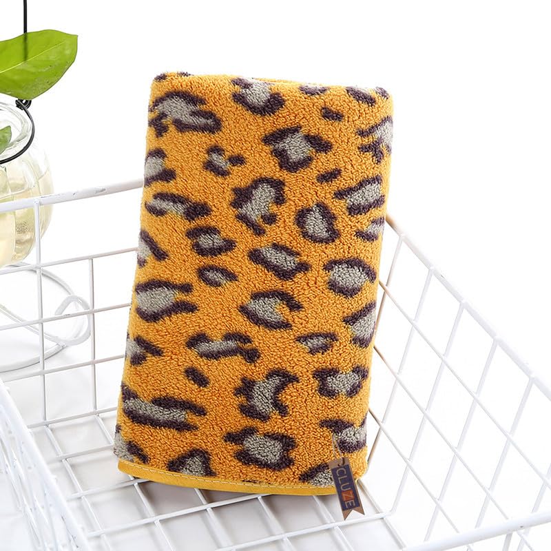 CLUZE Microfiber Leopard Print Face Towel Set Hanging and Absorbent Hand Towel for Gym Bathroom 35x75cm