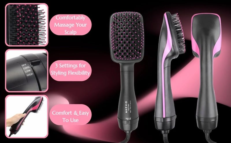 XENGVA Hair Dryer Brush Black Paddle Hot Hair Brush for Hair StraighteningVolumizerFringe Curler Hair Dryer Styling Comb with Smooth Frizz Negative Ionic Technology 1 pcs - Image 3