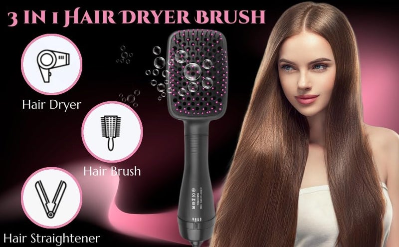 XENGVA Hair Dryer Brush Black Paddle Hot Hair Brush for Hair StraighteningVolumizerFringe Curler Hair Dryer Styling Comb with Smooth Frizz Negative Ionic Technology 1 pcs - Image 2