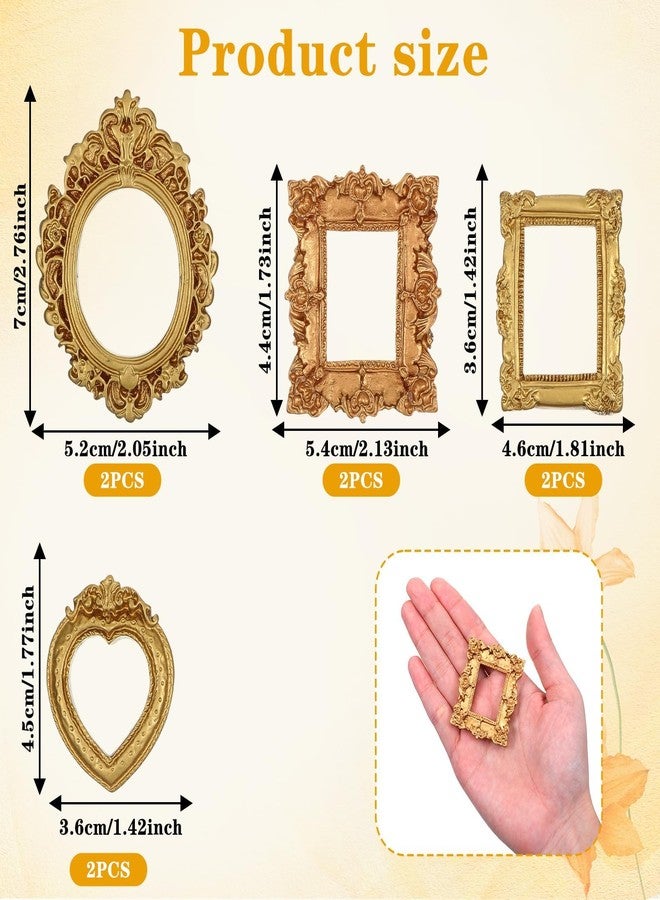 Indusoire 8 Pcs Vintage Frames Collection, Mini Resin Photo Frame Set for Wall and Table Decor, European Retro Style Small Frames for Home Office and Wedding Display Arrangements - Image 2