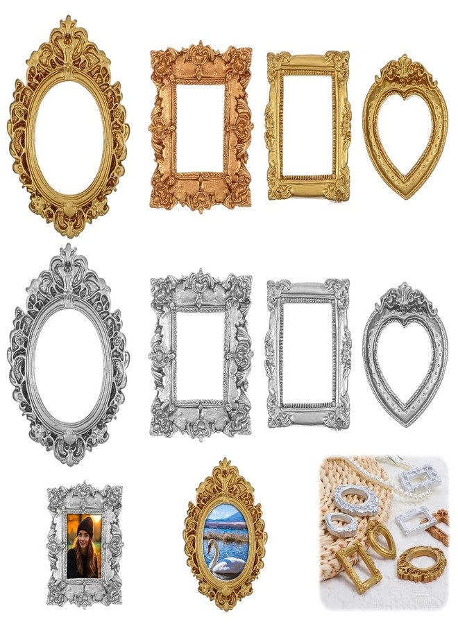 Indusoire 8 Pcs Vintage Frames Collection, Mini Resin Photo Frame Set for Wall and Table Decor, European Retro Style Small Frames for Home Office and Wedding Display Arrangements - Image 1