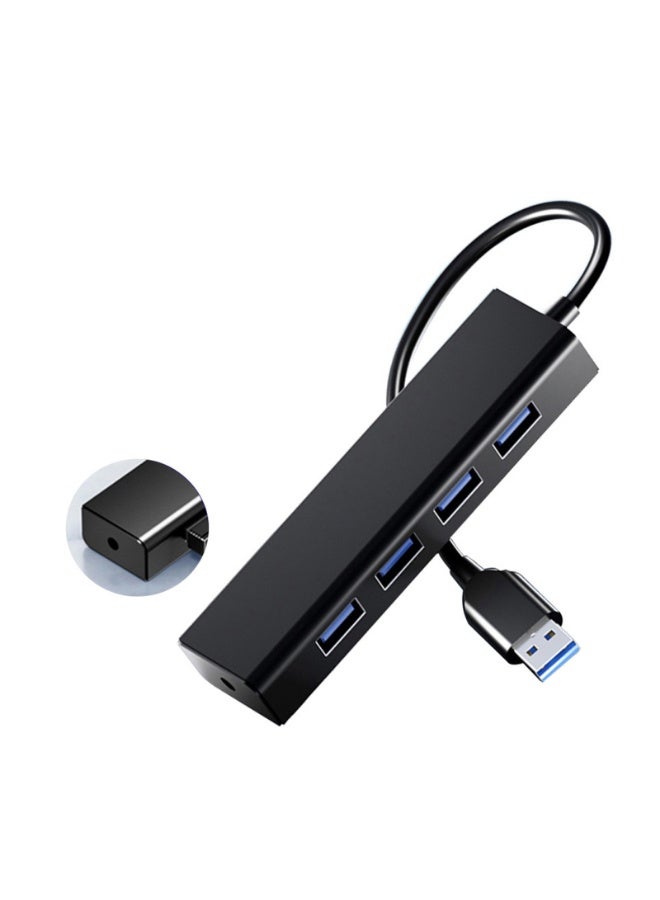 Black 4 Port USB 3.0 Hub 480MGbps Converter Cable Adapter - Image 1