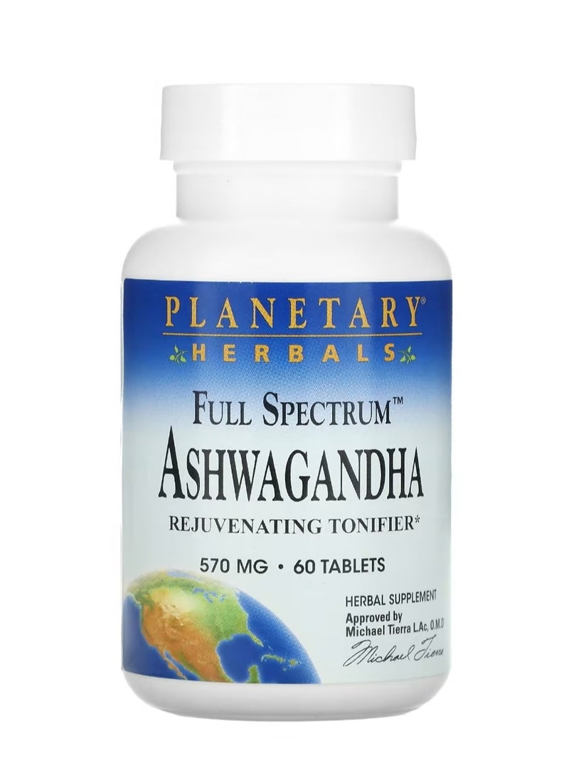 PLANETARY HERBALS Full Spectrum Ashwagandha 570 mg 60 Tablets  - Image 1