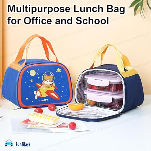 FunBlast Lunch Bag – Insulated Travel Lunch Bag for School Going Kids, Multi-Purpose Lunch Box Carrying Bag for Women, Men, School Tiffin Bag, Lunch Storage Bag (Blue) - Image 5