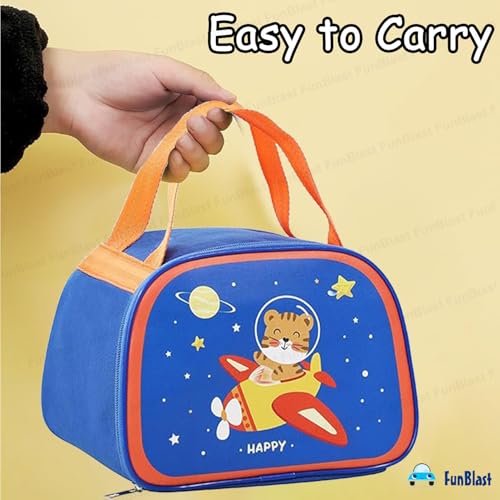 FunBlast Lunch Bag – Insulated Travel Lunch Bag for School Going Kids, Multi-Purpose Lunch Box Carrying Bag for Women, Men, School Tiffin Bag, Lunch Storage Bag (Blue) - Image 4