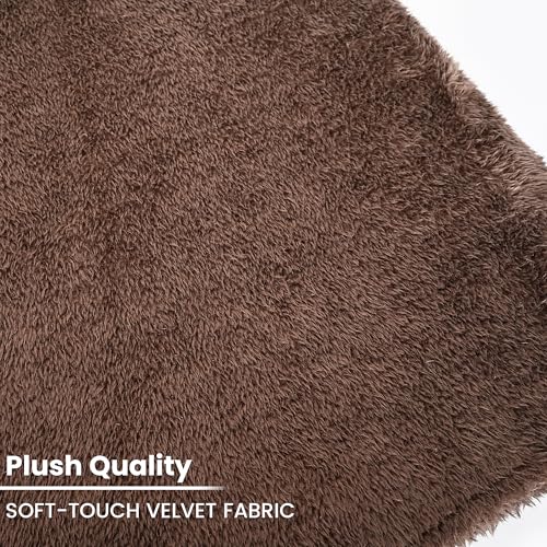 FABANE Premium Faux Rabbit Fur Sofa Cover – Mocha Brown – 2-Seater (27" × 48" / 70 × 120 cm) | Plush, Washable, Anti-Slip Couch Seat Runner - Image 3