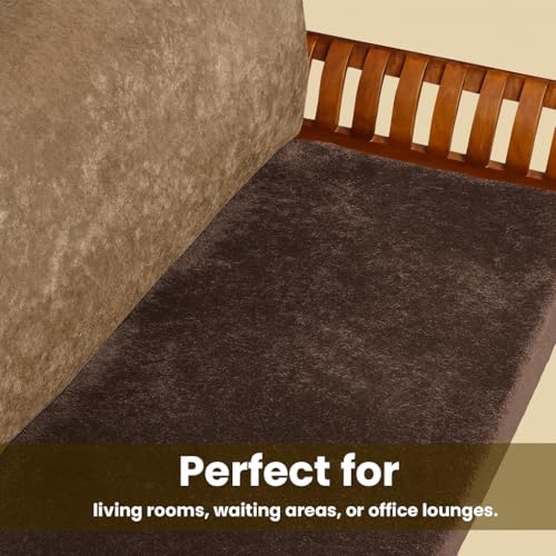 FABANE Premium Faux Rabbit Fur Sofa Cover – Mocha Brown – 2-Seater (27" × 48" / 70 × 120 cm) | Plush, Washable, Anti-Slip Couch Seat Runner - Image 2
