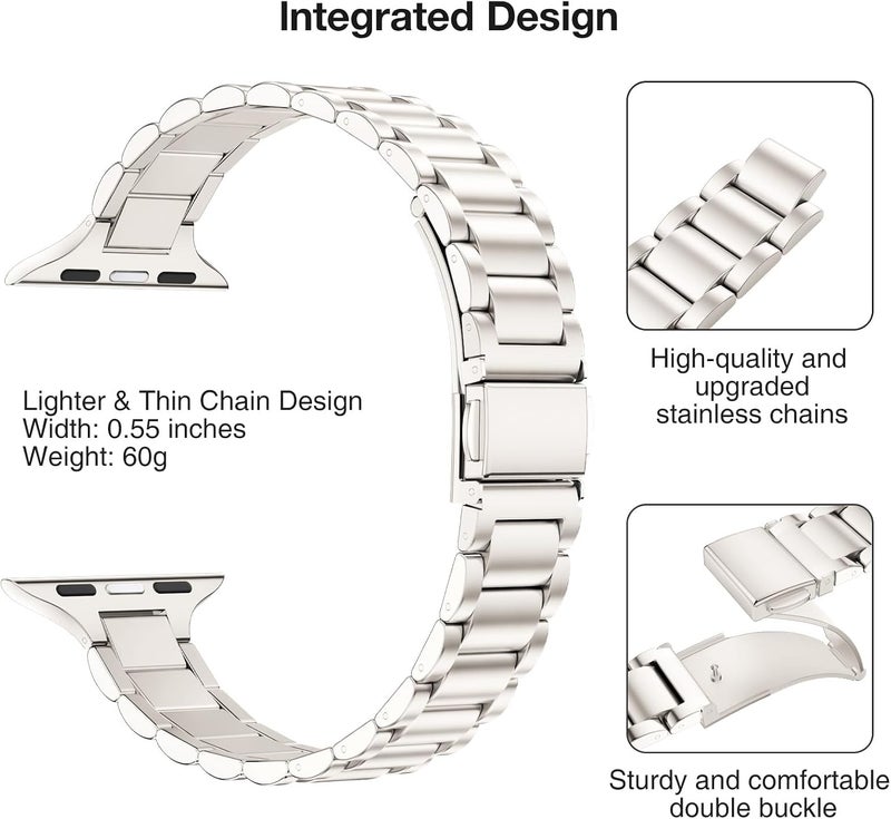 Ofrdncy Slim Metal Band Compatible For Apple Watch Band 49mm 46mm 45mm 44mm 42mm 41mm 40mm 38mm, Premium Stainless Steel Apple Watch Strap for iWatch Ultra 2/1 Series 1-11 SE - Image 2