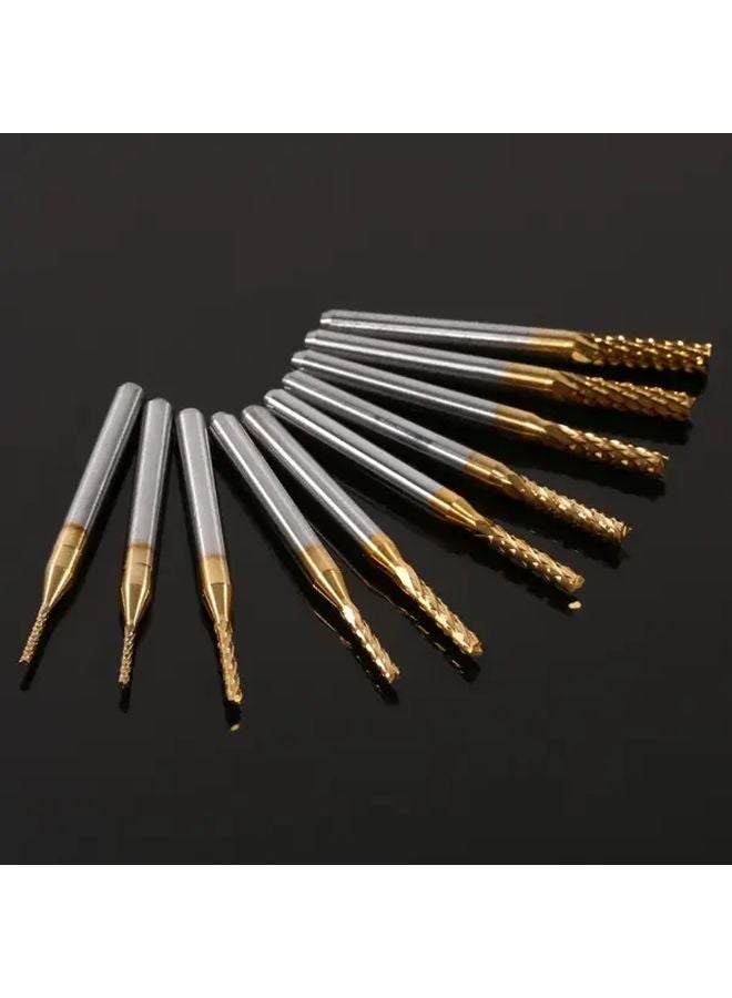 10Pcs Titanium Coated End Mill CNC Milling Cutters Carbide Tools 1 0 3 0mm - Image 1