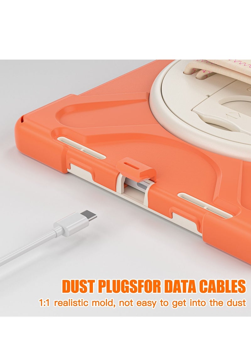GULFLINK Full Body Cover with 360 Rotating Hand Strap & Shoulder Strap, Heavy Duty Shockproof Case for  ipad 10th 10.9 inch 2022（A2757/A2777）Orange - Image 3