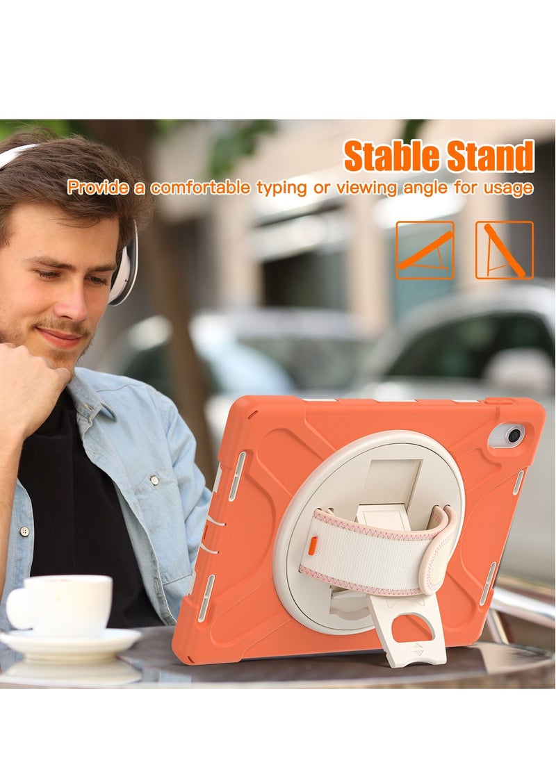 GULFLINK Full Body Cover with 360 Rotating Hand Strap & Shoulder Strap, Heavy Duty Shockproof Case for  ipad 10th 10.9 inch 2022（A2757/A2777）Orange - Image 5