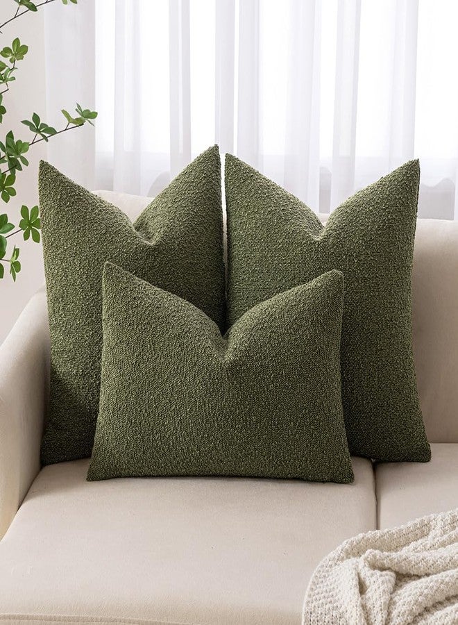 MIULEE Textured Boucle Throw Pillow Cover Olive Green Accent Solid Lumbar Spring Pillow Case Decorative Soft Pack of 1 Couch Cushion Chair Sofa Bedroom Livingroom Home Decor,12x20 Inch - Image 4