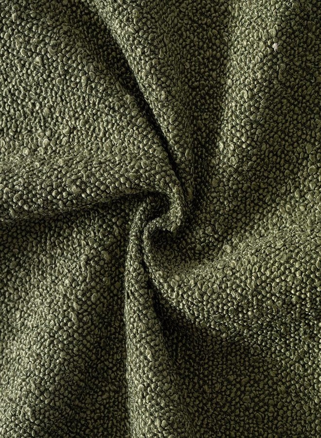 MIULEE Textured Boucle Throw Pillow Cover Olive Green Accent Solid Lumbar Spring Pillow Case Decorative Soft Pack of 1 Couch Cushion Chair Sofa Bedroom Livingroom Home Decor,12x20 Inch - Image 2